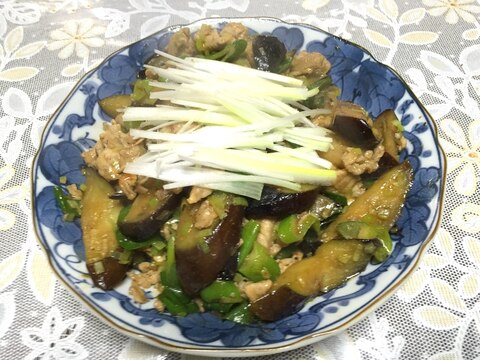 長ネギ丸ごと1本☆茄子と豚肉のオイスターソース炒め